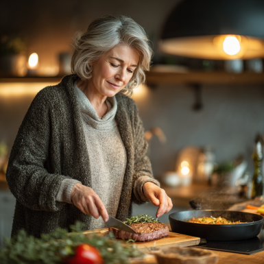 Літні люди насолоджуються здоровою їжею